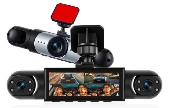 Podofo 3.16 pollici Dash Cam per auto 1080P e 3*480P Telecamera di registrazione per auto DVR per auto per retromarcia anteriore sinistra destra telecamera per retromarcia