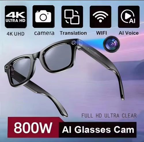 Nuova registrazione con occhiali intelligenti con fotocamera da 8 milioni di pixel Video Ai Photo Recognition Risposta Traduzione Impermeabile Occhiali a luce blu