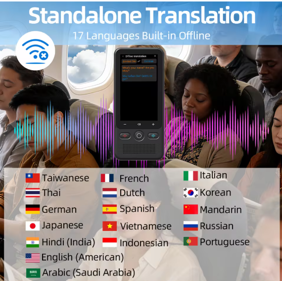 Traduttore Linguistico T18 T13, 17 Lingue Vocali Offline, Copre 58 Paesi, 39 Traduzioni Foto Offline, Senza Necessità di WiFi per i Viaggi
